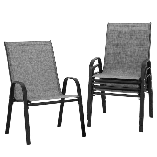 Image of PIZZELLO Patio Chairs Set of 4, Outdoor Stackable Dining Chairs