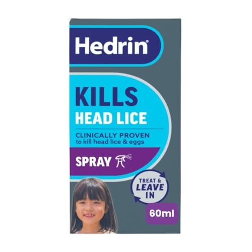 Hedrin Treat & Go Leave-In Spray Fast No Fuss Lice & Nit Treatment Kills Head Lice & Eggs Clinically Tested Suitable for Adults & Children 1 x 60ml (2 x 30ml Treatments)