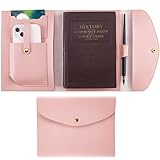 craspire A5 Notizbuchhülle Aus Leder Mit Kartenfächern Wasserdicht Rosa PU Umschlagmappe Business Aktentasche Umschlagmappe Leder Portfolio Organizer Für Notizblöcke Telefonkarten
