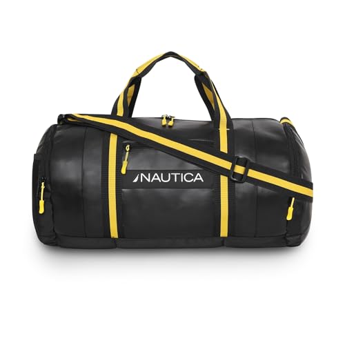 Image of Nautica Duffle Bag for Travel | Stylish Leatherette Luggage | Compact and Comfortable for Travelling |Hand Duffel Bag |Suitable for Men and Women, Yellow