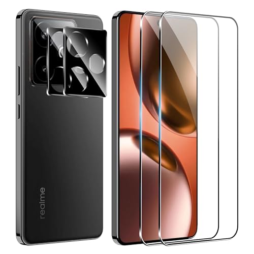 FDHYFGDY Protector Pantalla para Realme GT 7/7T, 2 Piezas Protector de Pantalla, 2 Piezas Pelicula para lentes, Ultra HD Vidrio Templado, Dureza 9H, Anti Arañazos, Sin Burbujas Cristal Templado
