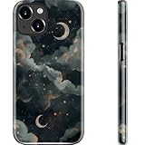 Goodon for iPhone 15 Case Cute,Aesthetic Vintage Night Sky Clouds Shell,Compatible with Magsafe,Trendy Unique Cool Retro Fancy Protective Slim Silicone Phone Cover for Women Girls
