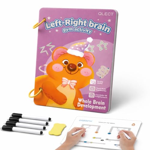 Image of Qlect Brain Development Activity Book for Kids | Left Right Brain Exercise Writing Board | Reusable Learning Kit with Markers | Montessori Educational Toy for Toddlers