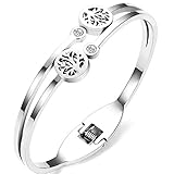 Jude Jewelers Stainless Steel Rose Gold Tree of Life Bangle Bracelet (Silver)