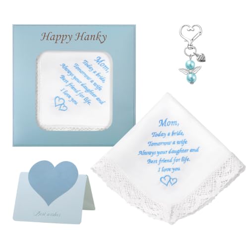 Image of HOULIFE Wedding Handkerchiefs for Bride Something Blue Bride Groom Gift