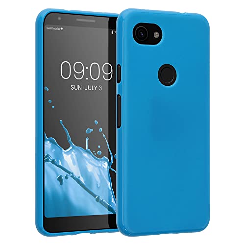 kwmobile Hülle kompatibel mit Google Pixel 3a Hülle - weiches TPU Silikon Hülle - Cover geeignet für kabelloses Laden - Karibikblau