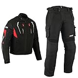 kinder lederkombi 128 Jack & Hose hochfesten Polyester 600D mit Teflonbehandlung Jacke 2x außentascehn und 2x Innentaschen, weicher Kragen Hose Zwei außentascehn,Wasserdicht Entlüftungs Reißverschluss Hose Abnehmbare 100% Polyester Futter feste wasserdichte Futter Herausnehmbar CE geprüfte Protektor in Schulter, Ellbogen und PU Rücken Protektor, Hosen Verbindung Reisverschluss