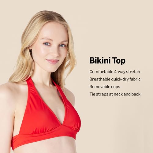 Amazon Essentials Women's Light-Support Tie Halter Bikini Swimsuit Top (Available in Plus Size)2