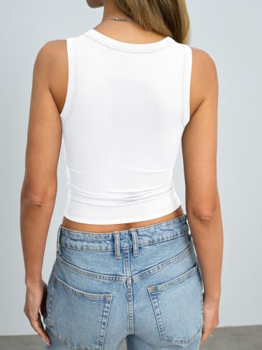 Image of Eachyes Womens Ribbed Crop Tank Tops High Neck Sleeveless Slim Fit Shirts Summer Casual Y2k Going Out Clothes 2026