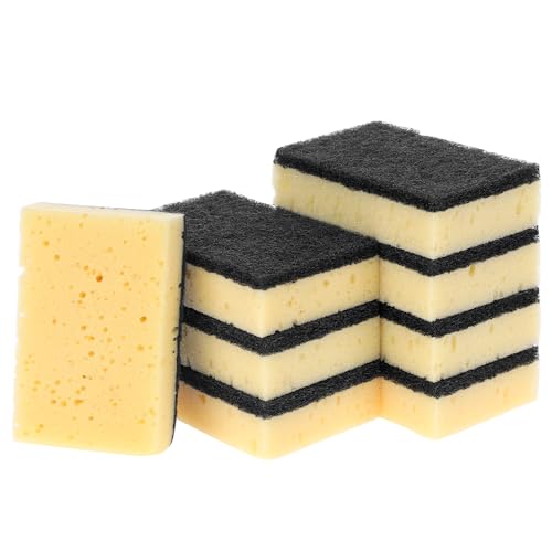 Image of 8 Pack Scratch Scrub Sponges, Kitchen Sponges Clean Tough Messes for Washing Dishes and Cleaning The Kitchen and Bath 3.9 inchx2.4 inchx1 inch Black