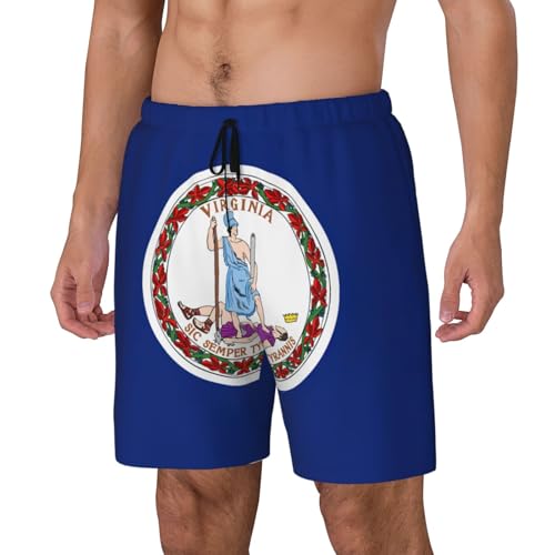 Flag of Virginia Breathable Fit Trends Men's Swim Trunks Board Short with Waist Elastic Band Swimming Trunks2