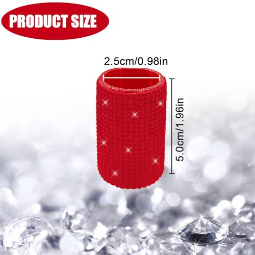 Image of Upright Car Chapstick Holder, Bling Insulating Lip Balm Holder,Rhinestone Car Accessories for Women Interior ,Suitable for Most Vehicles. (Red)