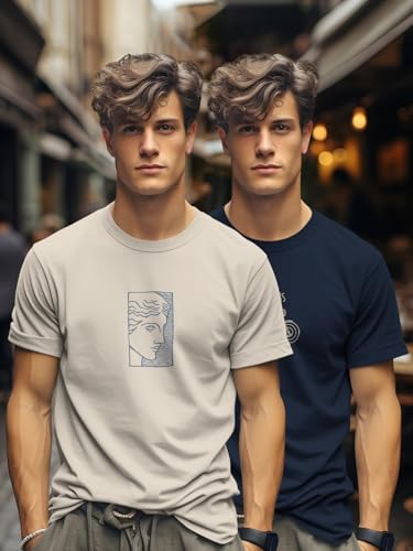 Image of BULLMER Trendy Printed Cotton Blend Crew Neck /Round Neck Half Sleeve Tshirt for Men- Pack of 2