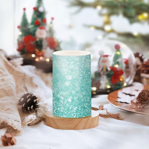 Image of Eionryn Turquoise Aqua Glitter Flameless Candles Teal Mint Sparkle Battery Operated LED Candles with Remote Timer Electric Candles for Home Party Decor 2pcs