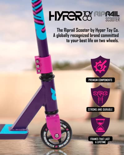 Riprail Matte Stunt Scooter For Skatepark. Pro Scooter For Kids 43" Inches And Up. Unisex Trick Scooter For All Skill Levels. Performance Bmx Scooter For Beginner Or Professional - Purple Haze #TOP5