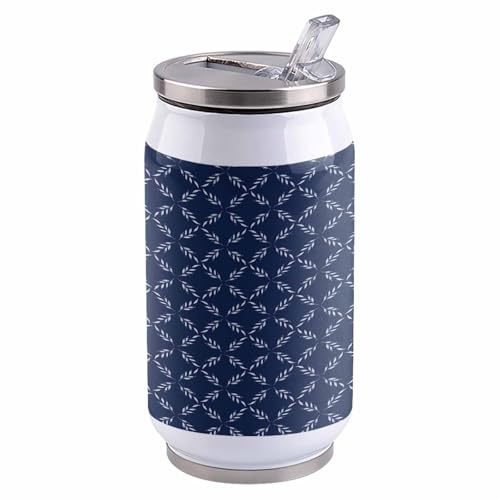 コーラカップ 菱形 チェック 紺色 タンブラー ストローカップ 蓋付き ステンレス 魔法瓶 水筒 ボトル 車用 自宅用 携帯便利 直飲み 真空 保冷 保温 漏れ防止 通勤 贈り物 400ml