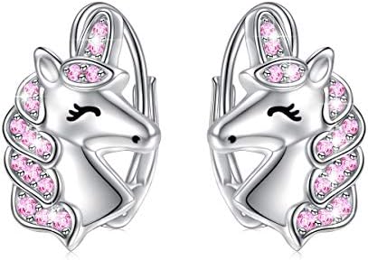 Animal Earrings 925 Sterling Silver Unicorn Puppy Paw Cat Bunny R...