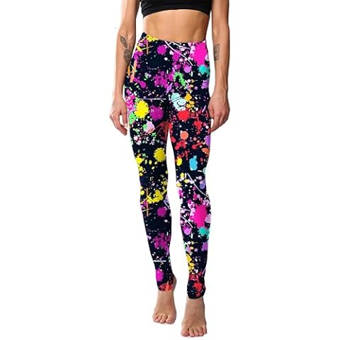 Fioeyr Women's 80s Neon High Waisted Leggings Cover