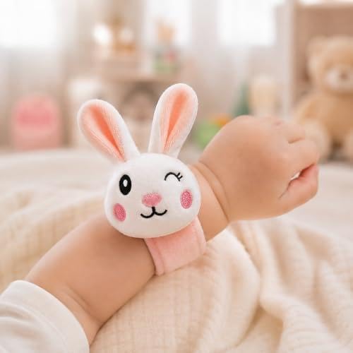 Image of Babique Soft Plush Bunny Hand Rattle Wrist Band for Newborns, Infants & Kids - Baby Wrist Rattle Toy with Adjustable Velcro Strap, Gentle Sound, Lightweight & Safe for 0-36 Months