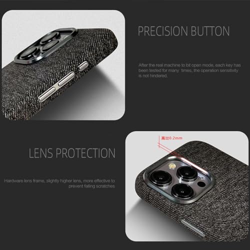 Coque iPhone 13 Pro magnétique étui cuir PU gris avec protection caméra métal