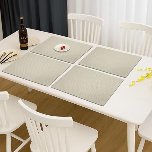 Image of Amazon Brand - Umi PVC Vinyl Foam Design Placemat STPG127 | Heat Resistant, Wipe Clean, Anti-Skid Table Mats for Dining Table, Kitchen & Home Decor (30x45 CM Cream Set of 4)