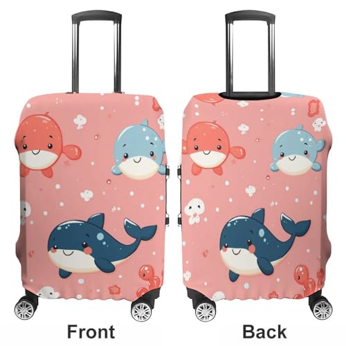 Housse de valise élastique lavable avec fermeture éclair R4 rose