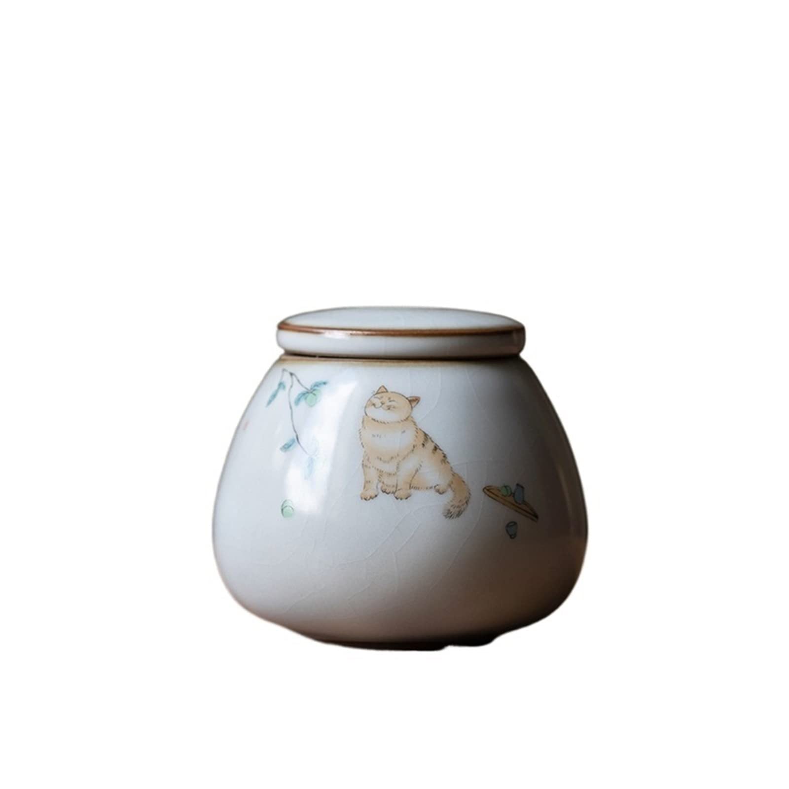JINGYAN Tea Storage Jars Ru Kiln White Porcelain Tea Storage Small Jar Box Portable Sealed Canister Tank Ceramic Caddy Container