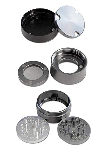 Mind Grinder Kräuter-Mühle, Metall-Grinder, CNC-Grinder, ALU-Grinder | 4-teilig | 66 x 52 mm | 2 Lochscheiben, Fein-Sieb… – Bild 4