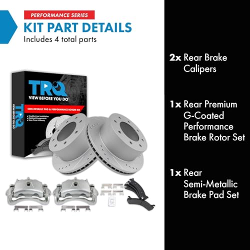 Image of TRQ Performance Rear Brake Pad & Rotor Kit Compatible with 2001-2010 Chevrolet 2001-2010 GMC