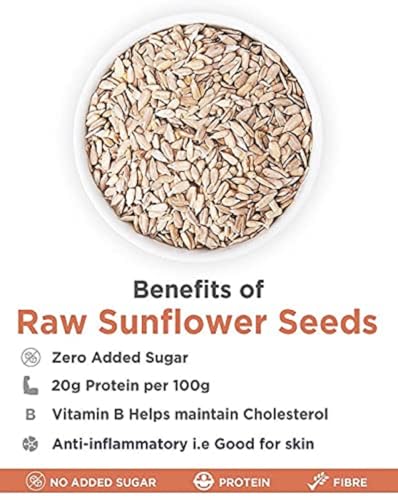 Image of GreenFinity Raw Sunflower Seeds | Rich in Protein, Fiber, Vitamins and Antioxidants | Nutritious Healthy Diet Food for Weight Management, Immunity, Everyday Snacking, Cooking, Salads, Smoothies (500g)