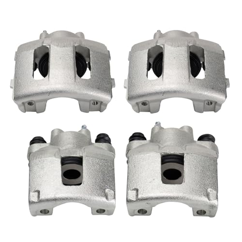 Image of TRQ Front and Rear Brake Caliper Set Zinc Coated Brackets Compatible with 1994-1998 Jeep Grand Cherokee