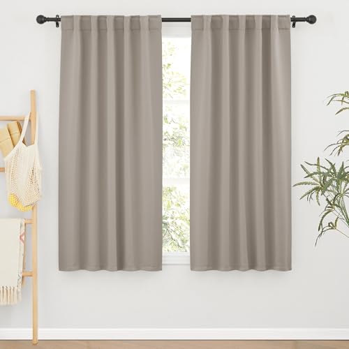 Image of RYB HOME Blackout Curtains for Living Room, Privacy Thermal Insulating Window Treatment Drapes for Bedroom Dining Home Office Basement, W 42 x L 63 inches, Sand, 2 Panels