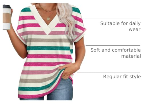Image of WIHOLL Womens Summer Tops Short Dolman Sleeve Shirts 2026 Fashion V Neck Outfits Clothes