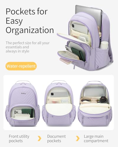 School Backpack for Teen Girls, Middle High School Bookbag Laptop Backpack for Women College Business Casual Teacher Nurse Bag, Purple3