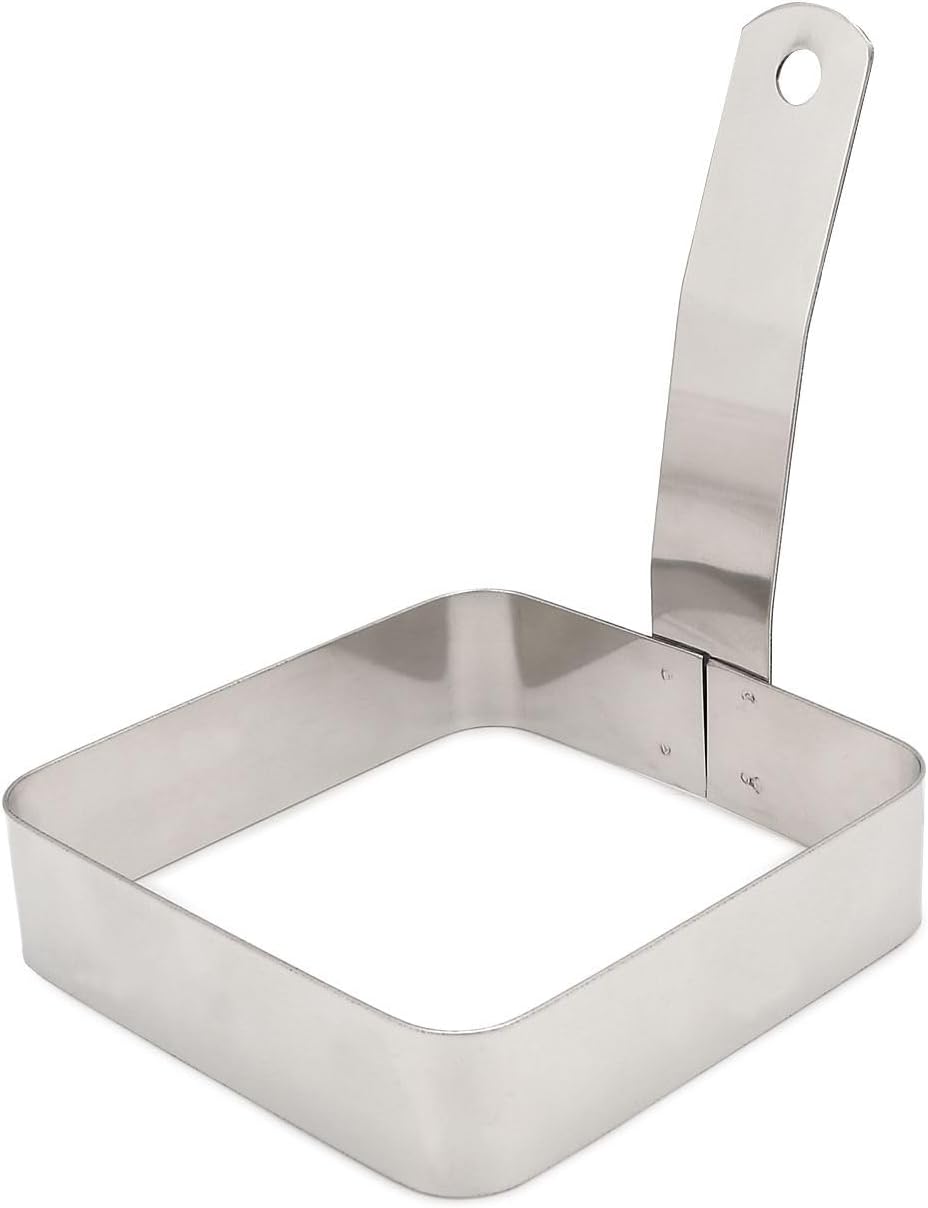 Dynore Stainless Steel Square Egg/Pancake Ring with Handle 10x10x13 cm