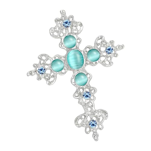 Fashion Crossed Shaped Brooch with Glittering Rhinestones Secure Closure Clothing Pin Wedding Accessory Religious Brooch