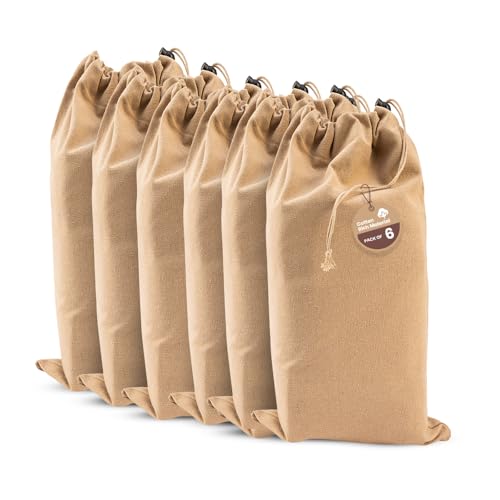 Image of LFH Cotton Rich Shoe Storage Bags with Drawstring, Dustproof Breathable Reusable Organizer, Perfect For Travel, Dorm, Hotel, College, Gym, Easy to Carry, Machine Washable 8 inchx17 inch (Pack of 6) - Beige