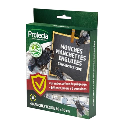 Protecta® Manchettes Engluées Anti-Mouches x4 – Piège sans Insecticide – Très Attractif– Discret et Efficace – Jusqu’à 6 semaines de Protection - Idéal pour Maison, Cuisine, Pièces Intérieures