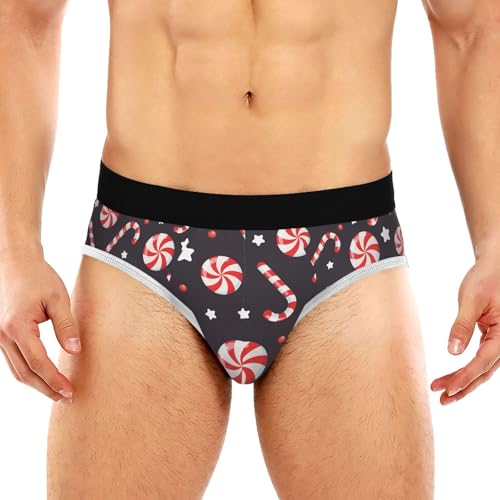 Men's Underwear Briefs Comfort Soft Stretch Classic Fit Candy Cane Round Lollipop Briefs with Contour Pouch