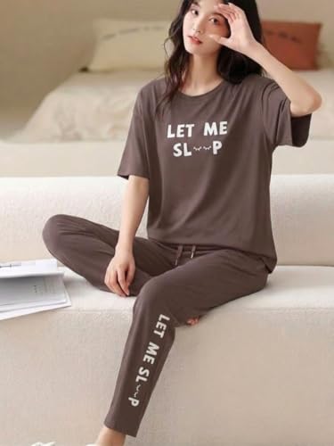 Image of SMOWKLY Women's Premium Cotton Blend Cute Print Two Piece Pj Sleepwear