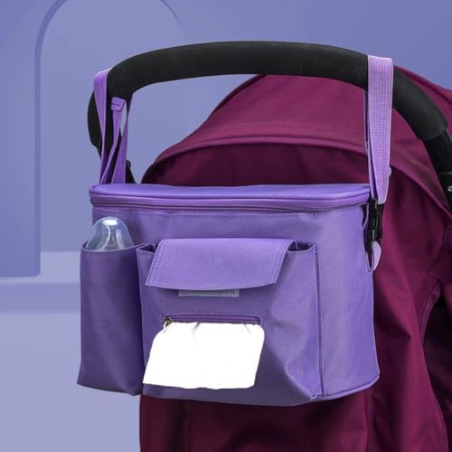 CHILDWEET Multifunctional Stroller Organizer Bag for Stroller and Carriage, Compact Hanging Design with Multi-pocket Storage, Oxford Fabric for Travel and Walks to Keep Things Clean and Tidy — view 6