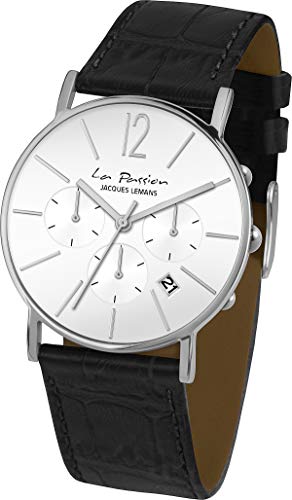 Jacques Lemans Unisex LP-123I La Passion 40mm White Dial Leather Watch