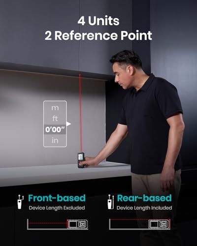 Laser Measure Device, MiLESEEY 393ft Digital Laser Tape Measure with Upgrade Electronic Angle Sensor, 2mm Accuracy, Area Measurement,Volume and Pythagoras, 2" LCD Backlit,Mute, Battery Included