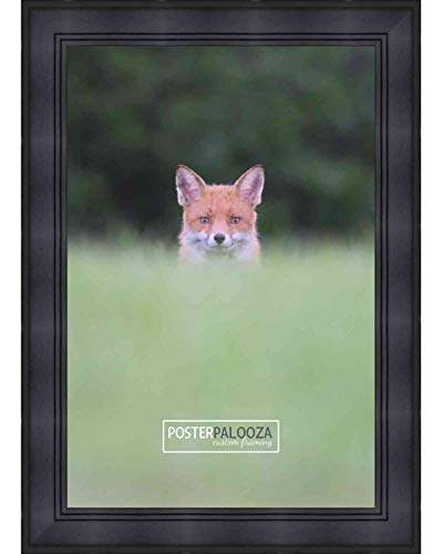 Poster Palooza 28x40 Contemporary Black Wood Picture Frame - UV Acrylic, Foam Board Backing, & Hanging Hardware Included!