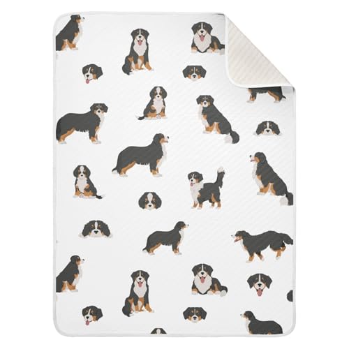 Image of vvfelixl Baby Blanket Bernese Mountain Dog Cotton Blanket for Infants, Toddler, Boys, Girls, Lightweight Swaddle Blanket for Crib, Stroller, Nursery Blankets, 30" X 40", Puppy