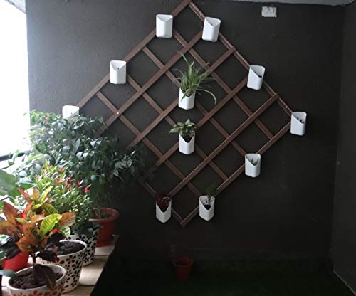 'Trendy Home' Prism Shape wall mount planter for Indoor/Outdoor | planters for Garden/Balcony vertical gardening Decor | Without Plant (color-White, set of 8 Pots)
