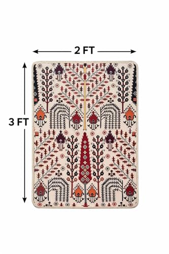 Image of AAZEEM Washable Non-Slip Carpet for Living Room Bedroom, Drawingroom Medium-Pile Painting Indoor Accent Stain Resistant Non-shed Carpet for Home Office Decor|White Color| 2'3 Feet|