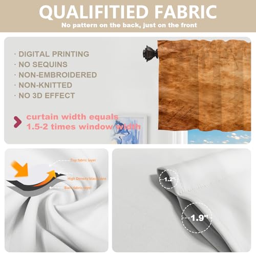 BaoNews Brown Gold Modern Copper Pattern Kitchen Valances for Windows,Abstract Scratch Marks Blackout Valances Curtains Multilayer Polyester Drapes for Kitchen Bedroom 2 Pack 52X16 Inches - image 3