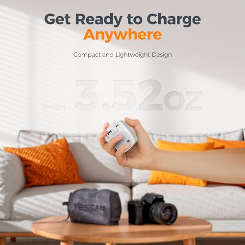 Image of TESSAN UK to US Plug Adapter, UK Plug Adapter with AC Outlet 2 USB Ports, Type G Power Outlet Adaptor Ireland Singapore Hongkong to Type B USA Travel Adaptor