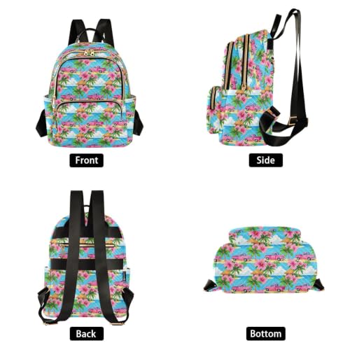 Mochila casual de hibisco isleño para vacaciones y viajes de mujeres 2
